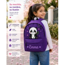 Mochila Escolar Personalizada Panda con Nombre | Mochila Infantil niña| Estores Iroa