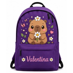 Mochila Personalizada Capibara Kawaii Lila con Nombre | Estores Iroa