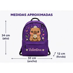 Mochila Personalizada Capibara Kawaii Lila con Nombre | Estores Iroa