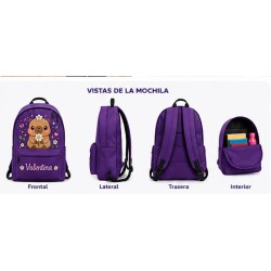 Mochila Personalizada Capibara Kawaii Lila con Nombre | Estores Iroa
