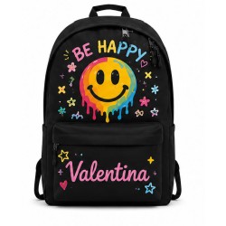 Mochila Personalizada Be Happy Smiley | Mochila Escolar Aesthetic | Estores Iroa