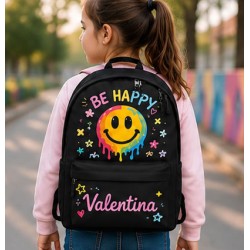 Mochila Personalizada Be Happy Smiley | Mochila Escolar Aesthetic | Estores Iroa
