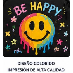 Mochila Personalizada Be Happy Smiley | Mochila Escolar Aesthetic | Estores Iroa