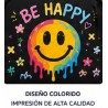 Mochila Personalizada Be Happy Smiley | Mochila Escolar Aesthetic | Estores Iroa