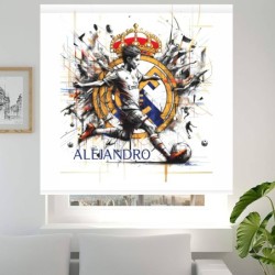  Estor enrollable juvenil futbol Madrid. Estores infantiles personalizados. Estores Juvenil Personalizado de futbol Madrid