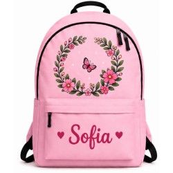 Mochila Escolar Personalizada con Nombre Flores | Mochila Infantil Niña | Estores Iroa
