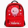 Mochila Escolar Personalizada con Nombre Piruleta | Mochila Infantil Roja | Estores Iroa