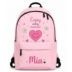 Mochila Personalizada Enjoy Every Moment | Mochila escolar infantil Con Nombre Niña | Estores Iroa