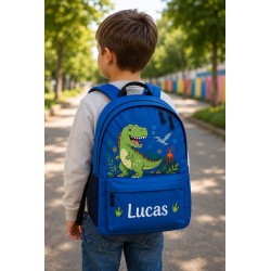 Mochila Dinosaurio Personalizada con Nombre | Mochila Escolar Infantil Dinosaurio Azul | Estores Iroa