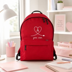 Mochila escolar juvenil roja personalizada con inicial | Heart Line| Estores Iroa