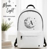 Mochila escolar juvenil blanca personalizada con inicial | Moon Light | Estores Iroa