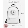 Mochila escolar juvenil blanca personalizada con inicial | Moon Light | Estores Iroa