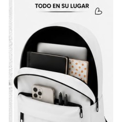Mochila escolar juvenil blanca Moon con nombre opcional | Estores Iroa