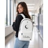 Mochila escolar juvenil blanca Moon con nombre opcional | Estores Iroa