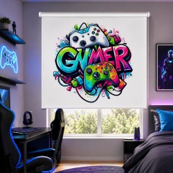 Estor gamer personalizado a medida- Estor enrollable juvenil - Estores Iroa