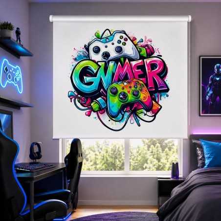 Estor gamer personalizado a medida- Estor enrollable juvenil - Estores Iroa