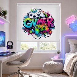 Estor gamer personalizado a medida- Estor enrollable juvenil - Estores Iroa