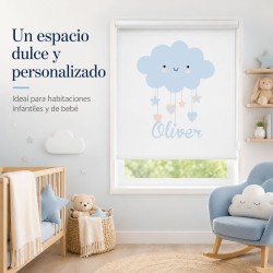 Estor infantil personalizado con nombre | Nube azul | Estores Iroa