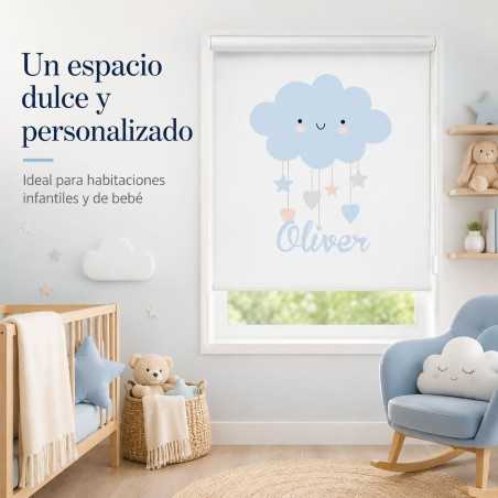 Estor infantil personalizado con nombre | Nube azul | Estores Iroa