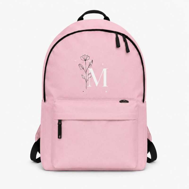 Mochila personalizada con inicial y flores | Inicial Flor | Estores Iroa