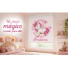 Estor Enrollable Infantil Niña Personalizado con Nombre - Diseño Unicornio Bebe Rosa y Blanco- Estores Iroa