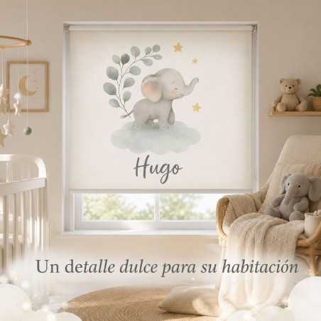 Estor Infantil Personalizado Elefante Sarfari | Diseño Acuarela 2026
