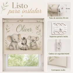 Estor Infantil Personalizado Animales Safari Baby Jungle 02 | Estores enrollables a Medida | Estores Iroa