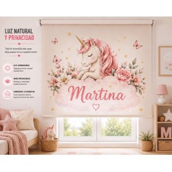 Estor Infantil Personalizado Unicornio con Nombre | Estor para habitación de bebé y niña| Estores Iroa