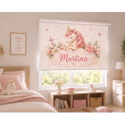 Estor Infantil Personalizado Unicornio con Nombre | Estor para habitación de bebé y niña| Estores Iroa
