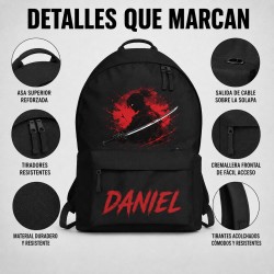 Mochila Escolar Personalizada Niño Samurái con Nombre | Estores Iroa