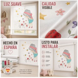 Estor Enrollable Infantil Niña Flores y Estrellas | Estores Iroa