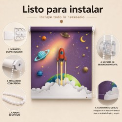Estor Enrollable Infantil Cohete Espacial | Estores Iroa