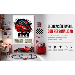 Estor Enrollable Infantil Coche de Carreras | Estores Iroa