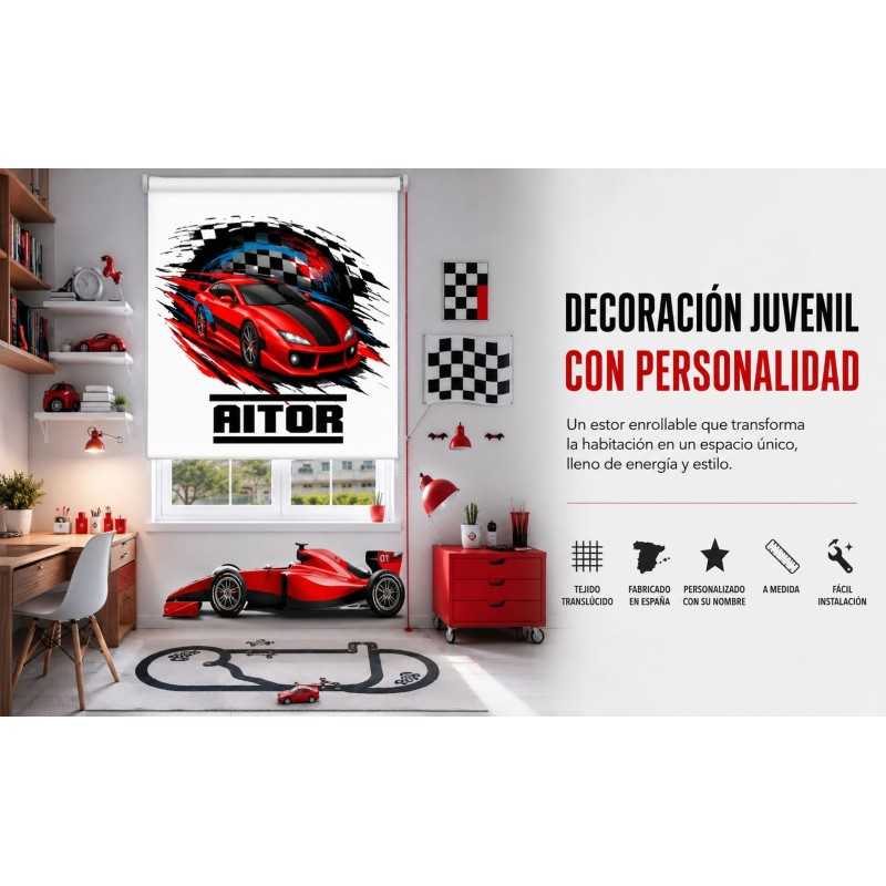 Estor Enrollable Infantil Coche de Carreras | Estores Iroa