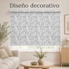Estor Enrollable Decorativo Gris Moderno – Hojas Blancas Minimalista- Estores Iroa