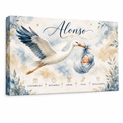 Cuadro Natalicio Bebé Niño Cigüeña | Estores Iroa