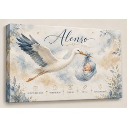 Cuadro Natalicio Bebé Niño Cigüeña | Estores Iroa