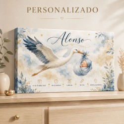Cuadro Natalicio Bebé Niño Cigüeña | Estores Iroa