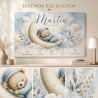 Cuadro Natalicio Bebé Niño Osito Luna | Estores Iroa