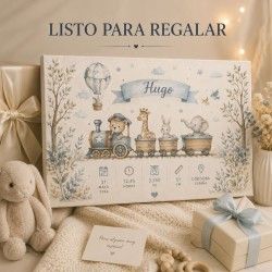 Cuadro Natalicio Bebé Niño Osito Aviador | Estores Iroa