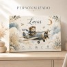 Cuadro Natalicio Bebé Niño Osito Aviador | Estores Iroa