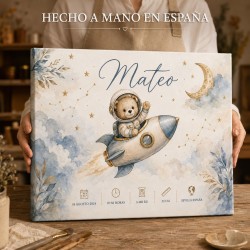 Cuadro Natalicio Bebé Niño Osito Astronauta | Estores Iroa