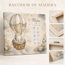 Cuadro Natalicio Bebé Niño Globo Aerostático | Estores Iroa
