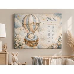 Cuadro Natalicio Bebé Niño Globo Aerostático | Estores Iroa