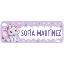 Etiquetas Personalizadas con Nombre para Colegio | Elefante Lila