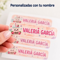 Etiquetas Personalizadas con Nombre para Colegio | Boba Kawaii