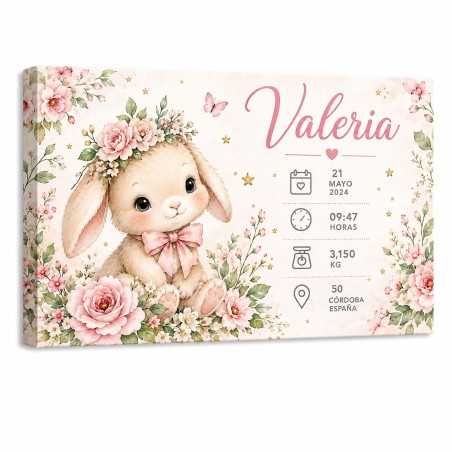 Cuadro Natalicio Bebé Niña Conejita Kawaii | Estores Iroa