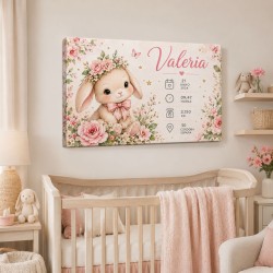 Cuadro Natalicio Bebé Niña Conejita Kawaii | Estores Iroa