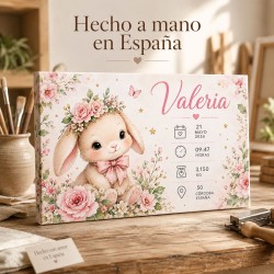 Cuadro Natalicio Bebé Niña Conejita Kawaii | Estores Iroa