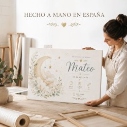 Cuadro Natalicio Personalizado Bebé Luna Botánica | Estores Iroa